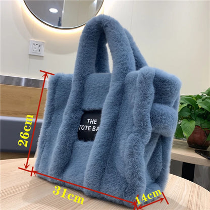 Luxury Faux Fur  Tote Bag Furry Plush Shoulder Messenger Bags