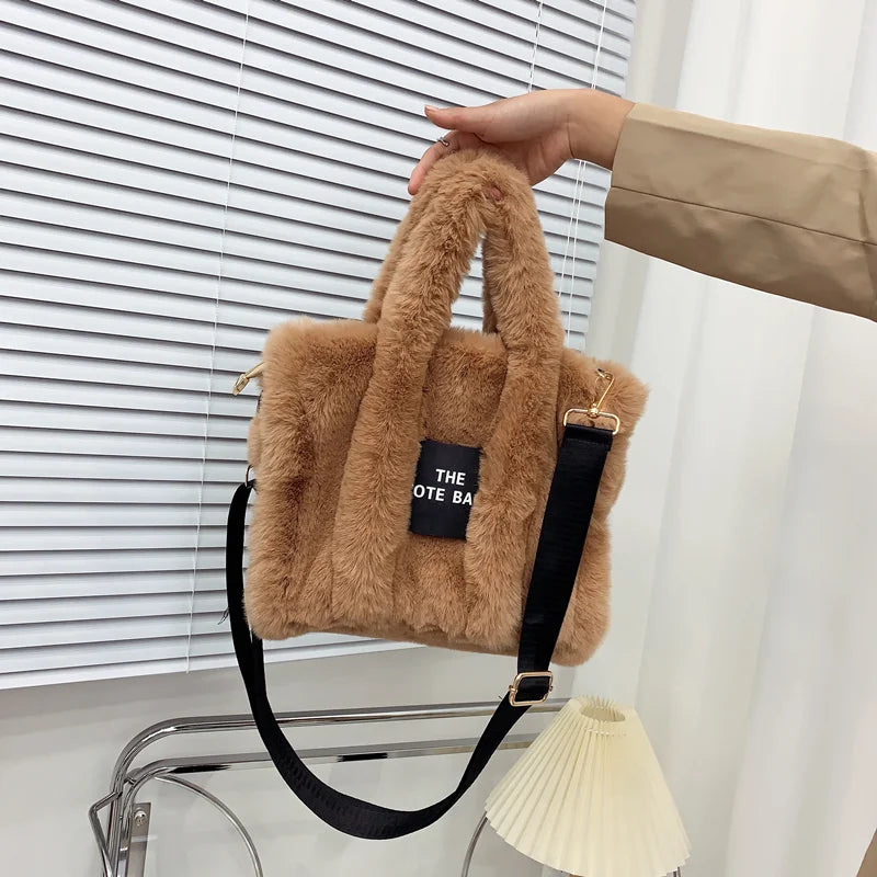Luxury Faux Fur  Tote Bag Furry Plush Shoulder Messenger Bags