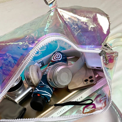 Large Capacity Laser Travel Bags Gym Bags Waterproof Fashion Shoulder  Crossbody Handbag