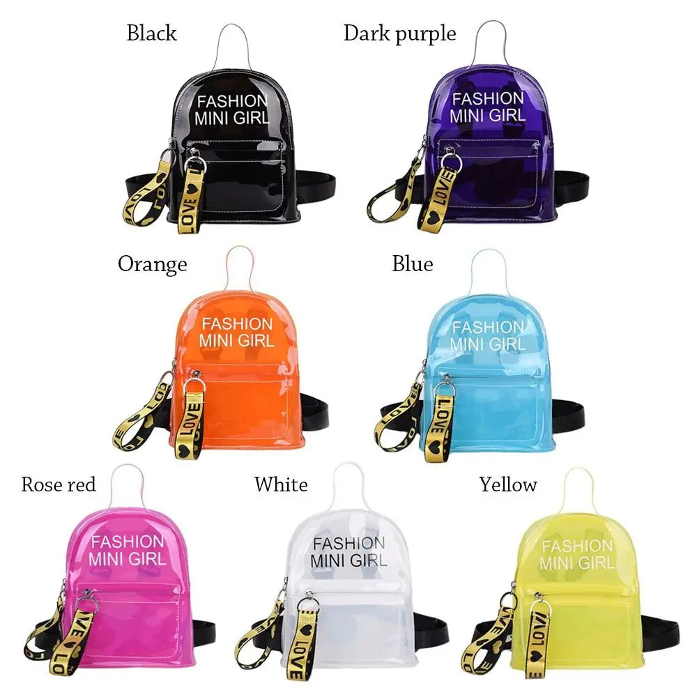 Letter Transparent Candy Color Mini Shoulder Bag Backpack Small Jelly