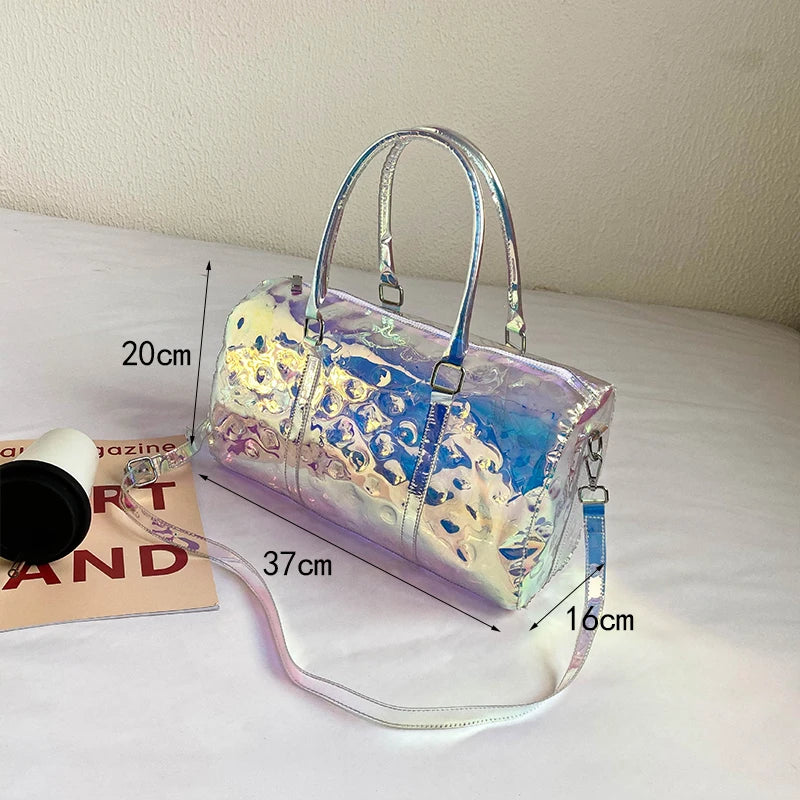 Large Capacity Laser Travel Bags Gym Bags Waterproof Fashion Shoulder  Crossbody Handbag