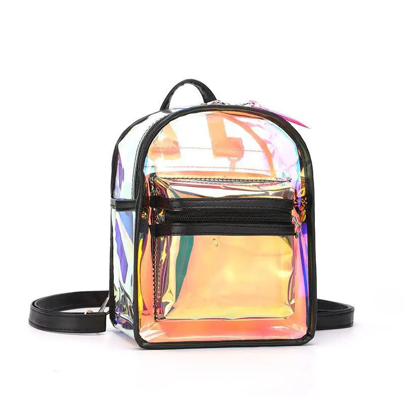 Fashion Trends Backpack Jelly Transparent Double Shoulder Handbag Travel Small Bag