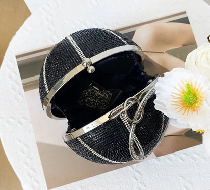 Luxury Trendy Basketball Handbag Crystal Rhinestone Bag Bling Clutch Purse